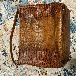 Brahmin Brown Croc-Embossed Shoulder Bag